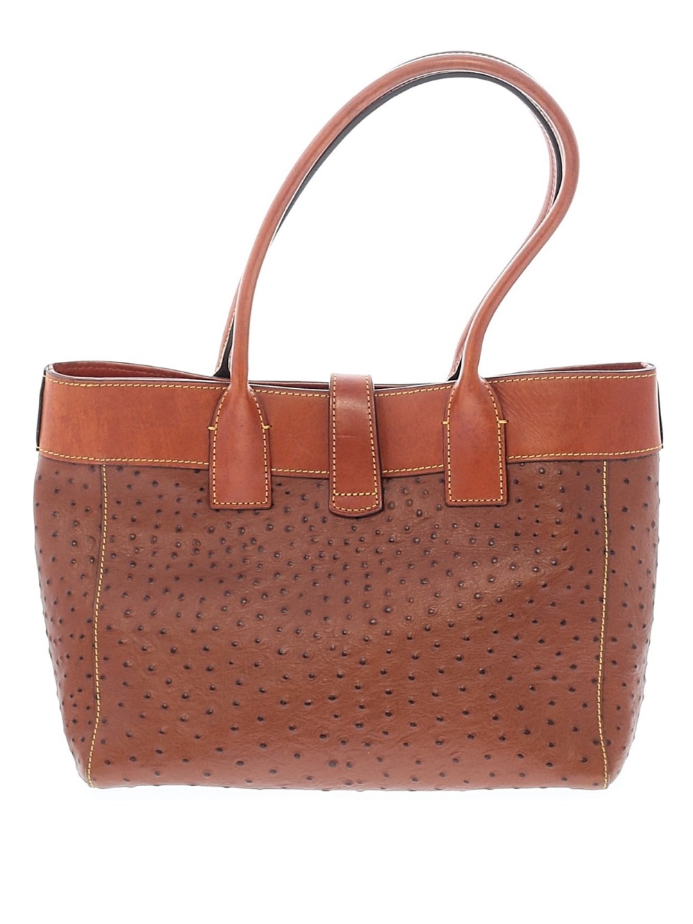 Dooney & Bourke Amelie Cognac Ostrich Leather Tote - Picture 2 of 3
